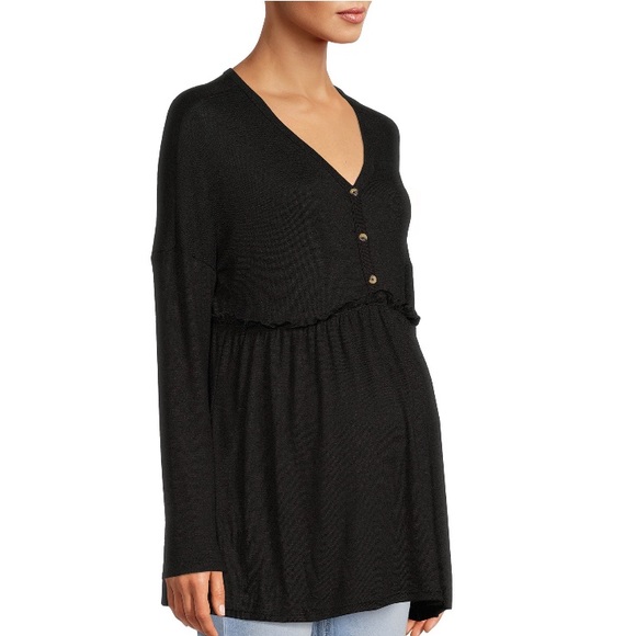NWT Time and Tru Maternity Long Sleeve Henley Babydol - Picture 1 of 6